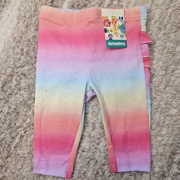 Garanimals Baby Girls Pants 0 to 3 Months Rainbow Pastel Ruffle Back Striped - Picture 2 of 3